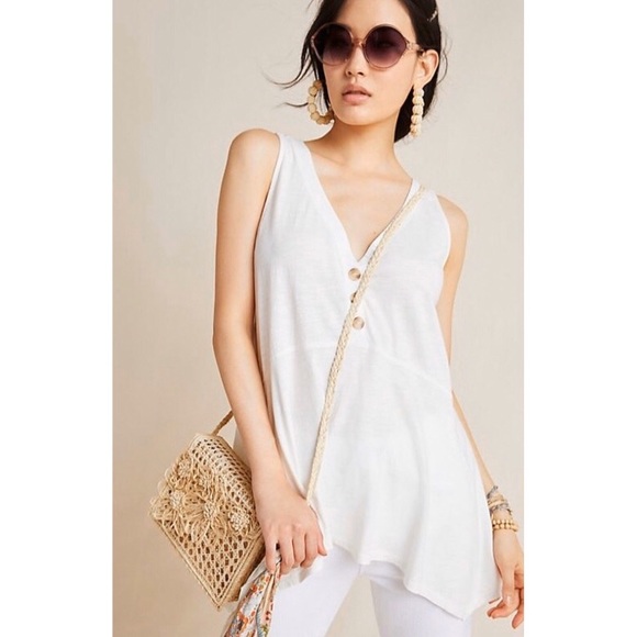 Anthropologie Tops - Anthropologie Mauve Button Asymmetrical Tank